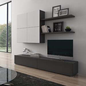Parete attrezzata moderna soggiorno 200xH194 antracite bianco Axis