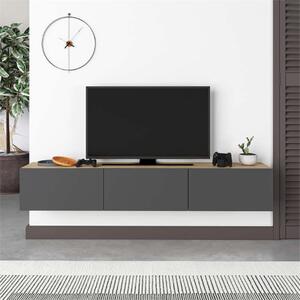 Mobile porta tv moderno sospeso design 180xH30cm antracite rovere Teodor-2