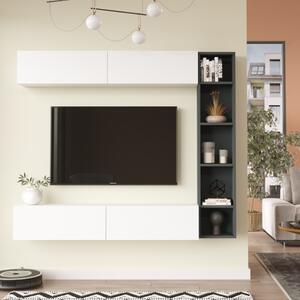 Parete attrezzata moderna soggiorno 170xH145 bianco antracite Electra