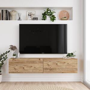 Mobile porta tv sospeso moderno design 140xH30 cm rovere Leila