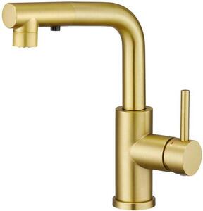 Miscelatore Goud con finitura spazzolata, 3 funzioni, rotazione a 360°, doccetta estraibile