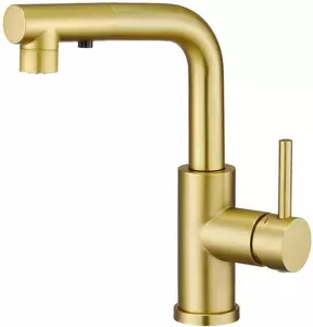 Miscelatore Goud con finitura spazzolata, 3 funzioni, rotazione a 360°, doccetta estraibile