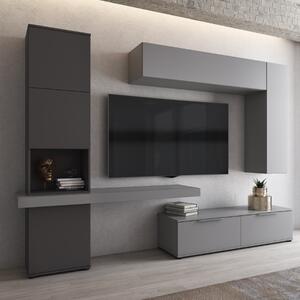 Parete attrezzata moderna soggiorno 280xH207 grigio antracite Mistral