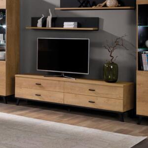 Mobile porta tv soggiorno moderno 4 cassetti 181xH50 rovere Diamante