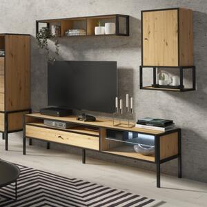 Mobile porta tv soggiorno moderno 154xH43 rovere nero Scott