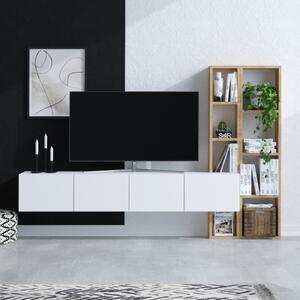 Parete attrezzata moderna 182xH120cm soggiorno bianco rovere Velaris