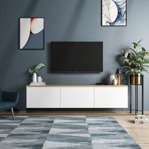 Mobile porta tv sospeso 3 ribalte 160xH35 cm bianco rovere Alec
