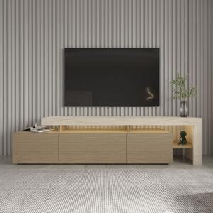 Mobile porta tv moderno terra led 192xH53 cm rovere cannettato travertino Chita