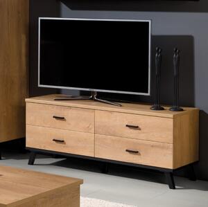 Mobile porta tv soggiorno moderno 4 cassetti 121xH50 rovere Diamante