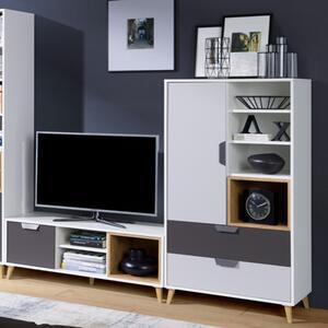 Parete attrezzata moderna 200xH190 rovere antracite bianco Ala
