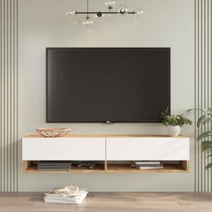 Mobile porta tv sospeso moderno design 140xH30 cm rovere bianco Natalia