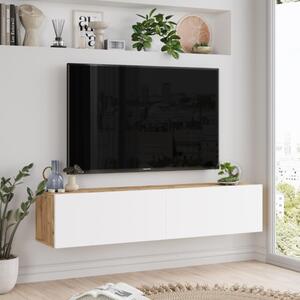 Mobile porta tv sospeso moderno design 140xH30 cm rovere bianco Leila