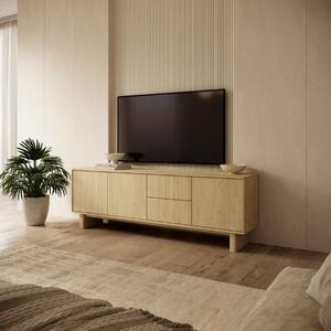 Mobile porta tv soggiorno moderna 3 ante 2 cassetti 183xH63 rovere Stella