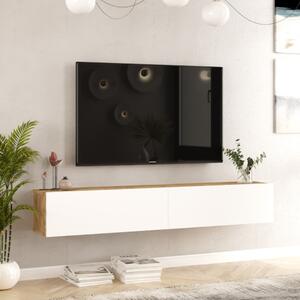 Mobile porta tv sospeso moderno design 180xH30 cm rovere bianco Sienna