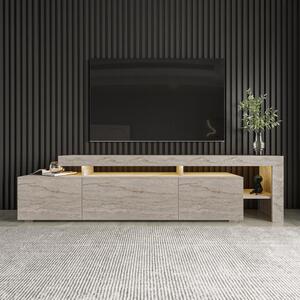 Mobile porta tv moderno terra led 192xH53 cm travertino Chita