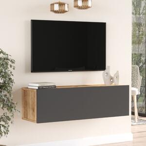 Mobile porta tv sospeso moderno design 100xH30 cm rovere antracite Oksana