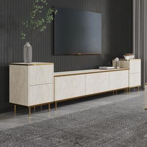 Mobile porta tv moderno terra design 260xH45 cm travertino oro Griffin