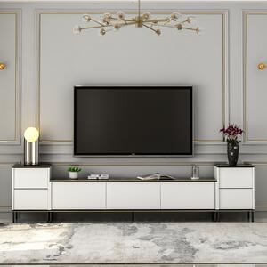 Mobile porta tv moderno terra design 260xH45 cm bianco nero Griffin