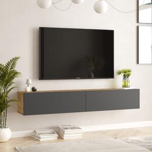 Mobile porta tv sospeso moderno design 180xH30 cm rovere antracite Sienna