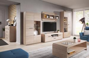 Parete attrezzata moderna soggiorno 300xH194 rovere chiaro Nature