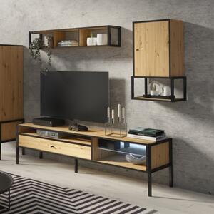 Parete attrezzata soggiorno moderno 154xH123 rovere nero Scott