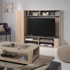 Parete attrezzata soggiorno moderna design 166xH138 rovere cemento Velar