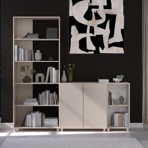 Parete salotto moderna libreria credenza 195xH192 beige Sofia