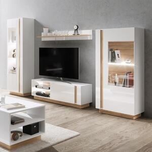 Parete attrezzata soggiorno moderna 270cm bianco opaco lucido rovere Theo