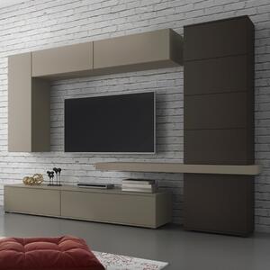 Parete attrezzata moderna soggiorno 280xH207 tortora antracite Fusion