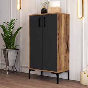 Scarpiera moderna 2 ante ripiani 60xH111cm noce antracite Avena