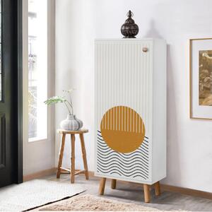 Scarpiera moderna 1 anta ripiani design 50xH135cm Vector-3