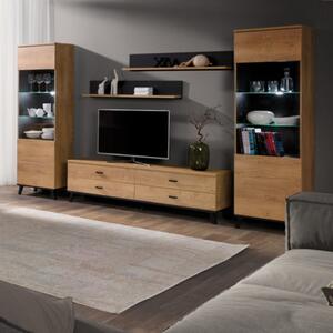 Parete attrezzata moderna soggiorno 302xH191 rovere Diamante