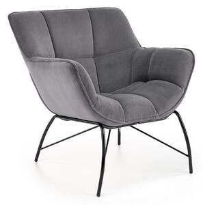 Poltrona relax salotto moderna design velluto grigio nero Frapin