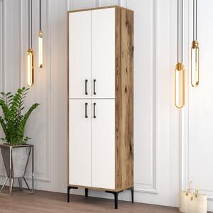 Scarpiera moderna 4 ante ripiani 60xH200cm noce bianco Lario
