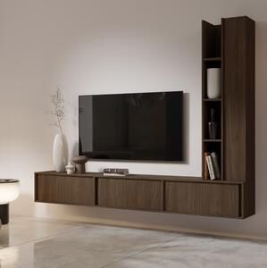 Parete attrezzata soggiorno mobile tv moderno sospeso 230xH185 noce Sole