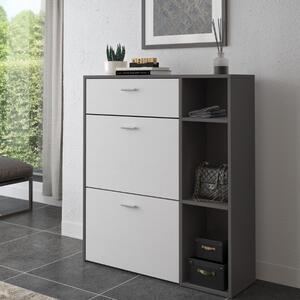Scarpiera moderna ingresso 2 ante 1 cassetto 90xH102 bianco grigio antracite Toldo