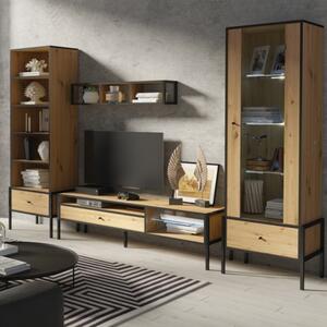 Parete attrezzata soggiorno moderno 242xH180 rovere nero Scott