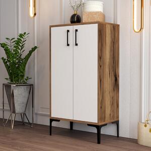 Scarpiera moderna 2 ante ripiani 60xH111cm noce bianco Avena