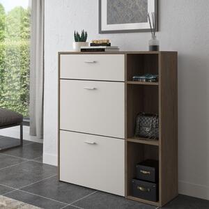 Scarpiera moderna ingresso 2 ante 1 cassetto 90xH102 quercia beige cashmere Toldo