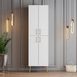 Scarpiera moderna 4 ante ripiani 60xH200cm bianco oro Lario