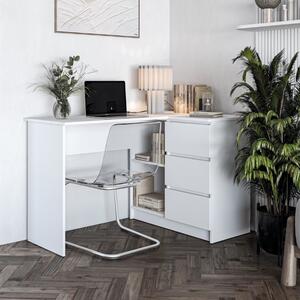 Scrivania angolare moderna 3 cassetti 124xH76 bianco Cima