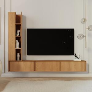 Parete attrezzata soggiorno mobile tv moderno sospeso 230xH185 rovere miele Sole
