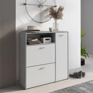 Scarpiera moderna ingresso 3 ante 92xH94 bianco grigio cemento Timo