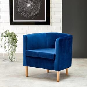 Poltrona in tessuto design moderna Miller blu