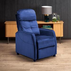 Poltrona letto relax imbottita in tessuto reclinabile blu Lisa