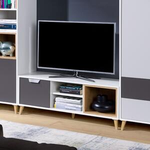 Porta tv cameretta ragazzi 120xH43 rovere antracite bianco Ala