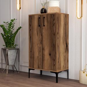 Scarpiera moderna 2 ante ripiani 60xH111cm noce Avena