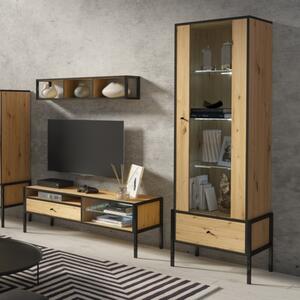 Parete attrezzata soggiorno moderno 183xH180 rovere nero Scott