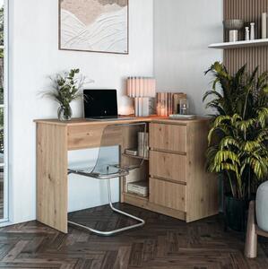 Scrivania angolare moderna 3 cassetti 124xH76 rovere Cima