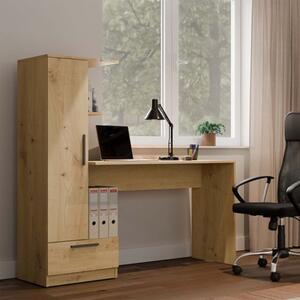 Scrivania moderna attrezzata armadietto con libreria ufficio 115xH140 cm rovere Carmen